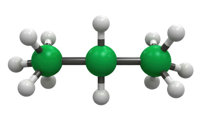 Isolated Propane Molecule Atom Model Visual Chemical Organic Compound Study Research