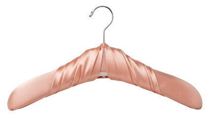 Isolated satin padded clothes hanger for delicate garments protects fine fabrics well