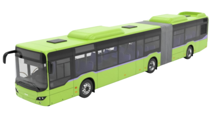 Isolated articulated bus vehicle, passenger transport, city transportation system, public transit