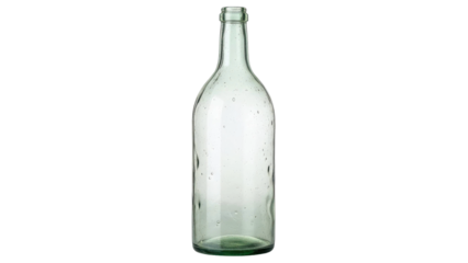 Clear Glass Bottle with Bubbles Isolated on Black Background