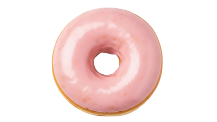 Isolated donut with strawberry frosting, a sweet treat for breakfast, snack or dessert