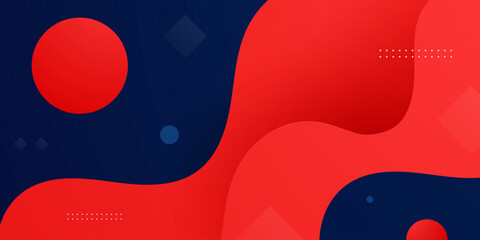 Abstract blue background with red wave fluid shapes pattern design. Minimal background element concept style.