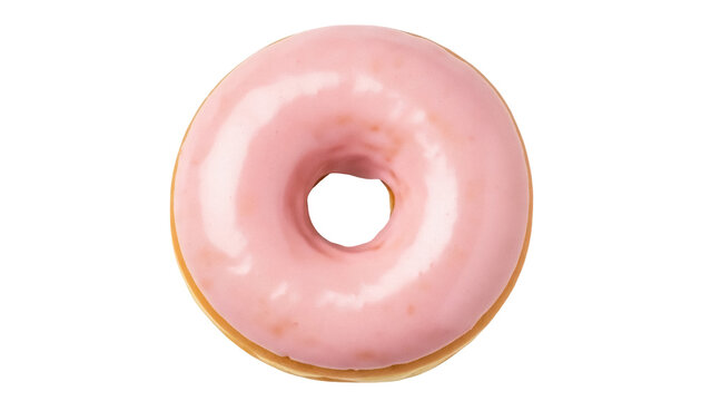 Isolated donut with strawberry frosting, a sweet treat for breakfast, snack or dessert