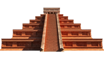 Isolated pyramid temple with steps, architecture reminiscent of Mayan, Inca, or Aztec design