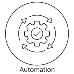 Automation Icon, Process Automation, Workflow Automation, Robotic Automation, System Optimization, vector