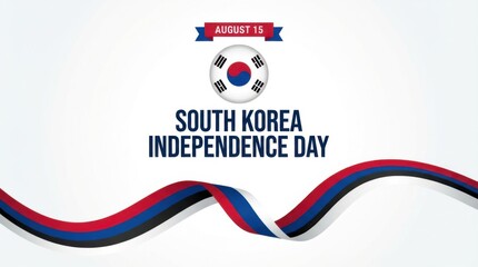 south korea independence day background with round emblem of the national flag on white space bold typography with the text clean modern design copy space