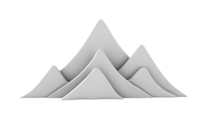 Abstract white 3D mountain landscape with minimalist geometric shapes