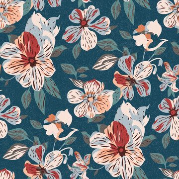 abstract flower seamless pattern on textures background