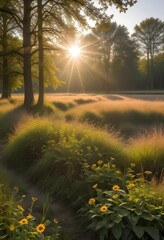 Beautiful Nature trees at sunset
