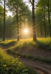 Beautiful Nature trees at sunset