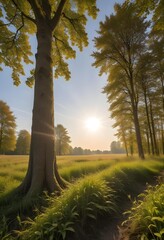 Beautiful Nature trees at sunset