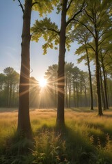 Beautiful Nature trees at sunset
