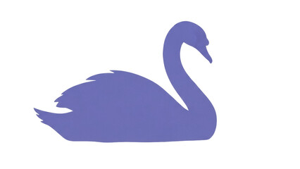 Isolated Periwinkle Swan Silhouette with Curved Neck, Graceful Waterfowl Creature, Design Element