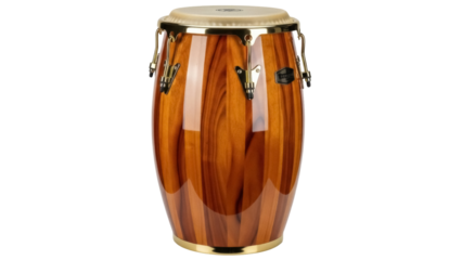 Isolated conga drum with wooden body, a percussion instrument for rhythmic music playing