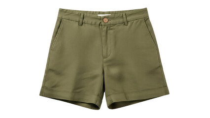 Isolated green olive khaki shorts, casual garment apparel for summer or vacation wear