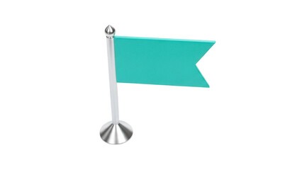 Isolated Turquoise Desk Flag Object, Symbol of Location, Notification and Attention Sign, Graphic