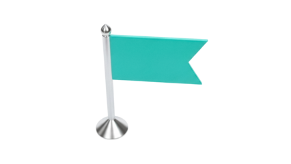 Isolated Turquoise Desk Flag Object, Symbol of Location, Notification and Attention Sign, Graphic