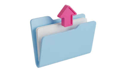 Isolated document upload with arrow, representing file sharing and data transfer concepts