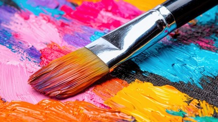 Obraz premium A paintbrush in motion, creating a vibrant abstract painting.