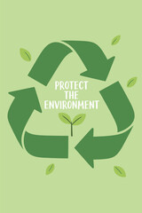 Protect the Environment Concept with Green Recycle Symbol and Small Plant Sprout for Sustainability and Eco Awareness