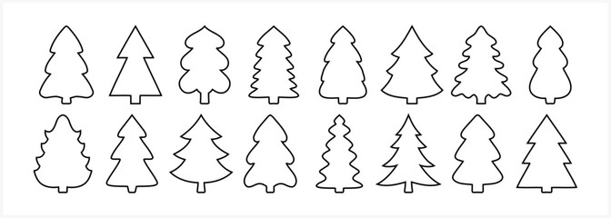 Christmas tree icon isolated. Xmas clipart. Outline cartoon nature Vector stock illustration
