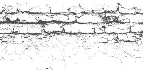 Cracked grey brick wall texture with rough surface and mortar lines