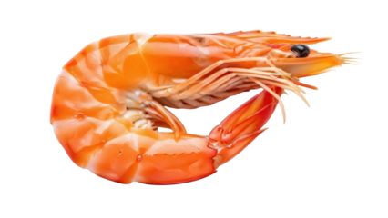 Isolated single cooked tiger shrimp, food photography, fresh seafood, fine dining item