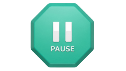 Isolated pause button, octagon shape, for music player, stream, or video control panel