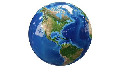 Isolated image of Earth globe showing the continents of North and South America