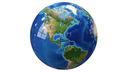 Isolated image of Earth globe showing the continents of North and South America