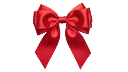 Isolated Festive holiday red bow decoration for a gift, present, or Christmas tree topper