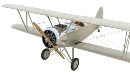 Isolated Vintage Biplane Airplane Model with Propeller, Aviation Enthusiast's Dream, Detailed