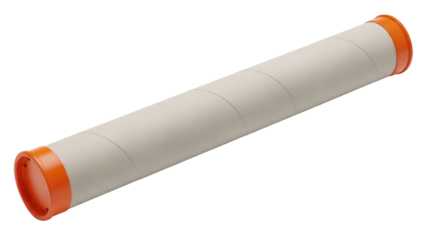 Isolated Cardboard Tube Container with Orange Caps for Posters, Blueprints, Artwork, Maps