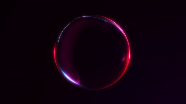 Minimal glowing liquid sphere with smooth red and purple gradient light on dark background. Futuristic abstract energy orb with elegant motion. Seamless 4K 60fps loop for modern visuals.