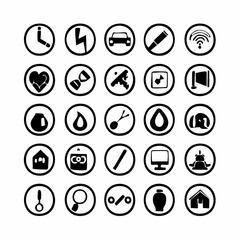 Firefly Disaster mitigation and early warning icon set, solid black vector icons, flat minimalist design, ideal for technology and safety applications