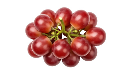 Isolated ripe red grapes with green stems, a healthy and vibrant fruit for cooking and eating