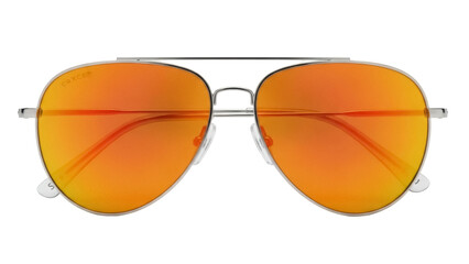 Isolated orange aviator sunglasses casting shadows, fashionable eyewear for sun protection
