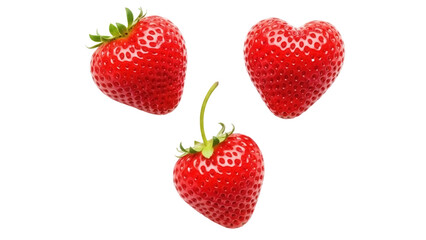 Isolated Red Strawberries in Heart and Regular Shape for Valentine or Summer, Food Photography