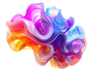 Abstract, fluid, colorful form, layered, swirling, vibrant
