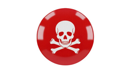 Isolated icon, red circle shape, skull and crossbones sign, danger, warning, toxic, emblem