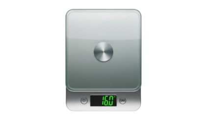 Isolated Kitchen Scale Weighing 16 Ounces for Baking, Cooking, or Measuring Ingredients