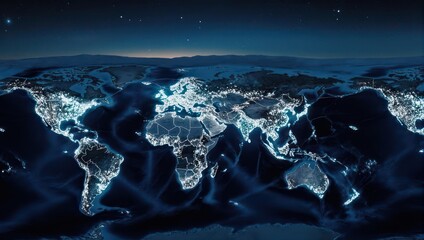 Glowing Earth at Night - A Digital Visualization of Global Connectivity.