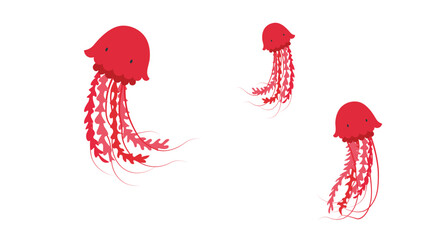Red jellyfish illustration isolated on white background