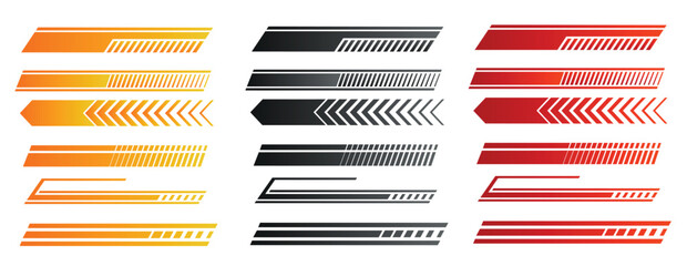 Racing stripe and speed line graphic elements set in orange, black and red © Vector Saman