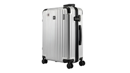 Fototapeta premium Silver hard sided suitcase isolated on transparent background