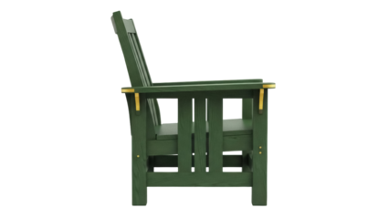 Isolated green Adirondack chair crafted from recycled plastic for outdoor furniture, yard