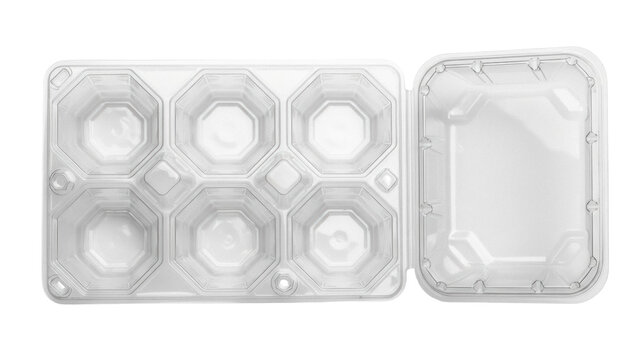 Isolated clear plastic clamshell container, multi-compartment food packaging solution for retail