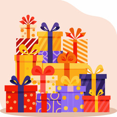 A colorful stack of beautifully wrapped gifts perfect for celebrations