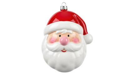 Isolated Santa Claus Head Christmas Ornament for Festive Holiday Tree Decoration