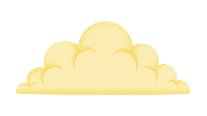 Isolated yellowish stylized cloud illustration, graphic design element on a plain backdrop